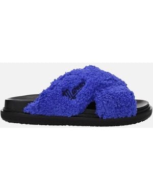 Marni Fabric Open Toe Casual Slippers With Side Logo - Blue