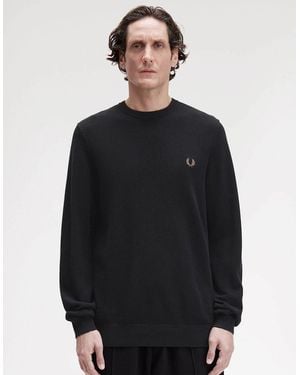 Fred Perry Pique Stitch Jumper - Black