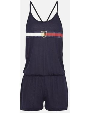 Tommy Hilfiger Statement Back Crest Playsuit - Blue