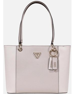 Guess Handbag With Zip And Inside Pockets - Natural