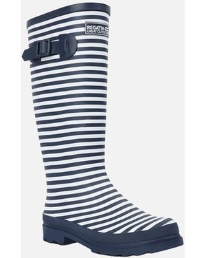 Regatta Ladies Fairweather Iii Contrast Striped Wellington Boots - Blue