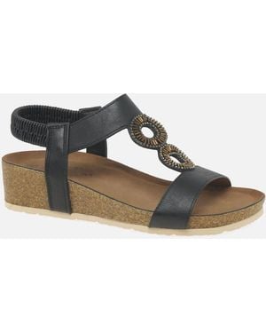 Lunar Barwell Low Wedge Sandals - Black