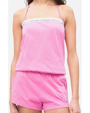 Calvin Klein Cotton Bandeau Romper Beachwear/Playsuit, Phlox - Pink