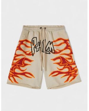 Palm Angels Palm Anges Graffiti Flames Sweatshorts Off - Orange