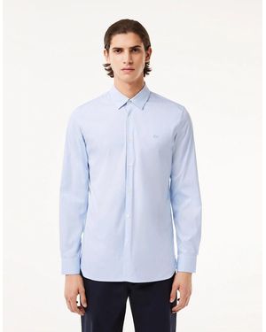 Lacoste Slim Fit Striped Stretch Poplin Shirt - Blue