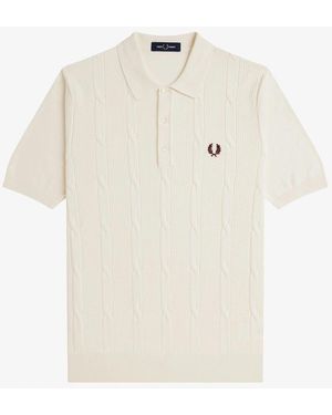 Fred Perry K1313 Textured Cable Knit Shirt - White