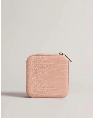 Ted Baker Hazelli Croc Effect Jewellery Case - Pink