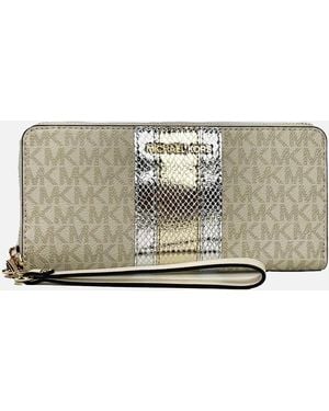 Michael Kors Jet Set Travel Continental Stripe Clutch Wristlet Wallet - Metallic