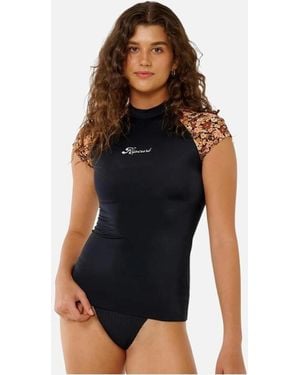 Rip Curl Rip Curl Sea Of Dreams Uv Protect Short Sleeve Rash Vest - Black