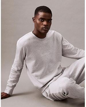 Calvin Klein Icon Cotton Terry Sweatshirt Medium Heather - Grey