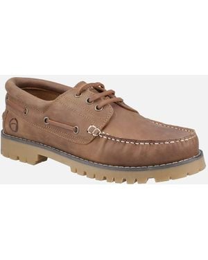 Cotswold Inglecote Leather Camel Boat Shoes - Brown