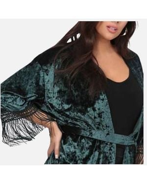 Brave Soul Kimono Cardigan Jumper Open Front Fashion Tops - Green