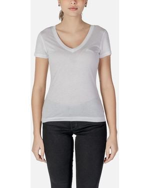 Guess V-Neck Short Sleeve Lyocell T-Shirt - White