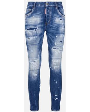 DSquared² Super Twinky Jean Faded Reinforced Ripped Jeans - Blue