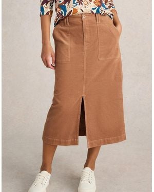 White Stuff Petite Maren Organic Cord Skirt Light Natural - Brown