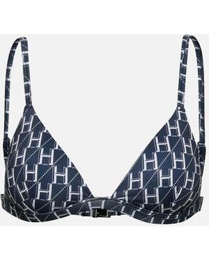 BOSS Monogram Triangle Bikini Top - Blue