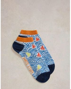 White Stuff Boats On A Wave Trainer Sock Multi - Blue