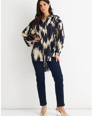 Gini London Aztec Print Oversized Shirt - Blue