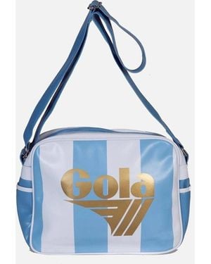 Gola Printed Shoulder Bag With Zip And Multiple Pockets - Blue