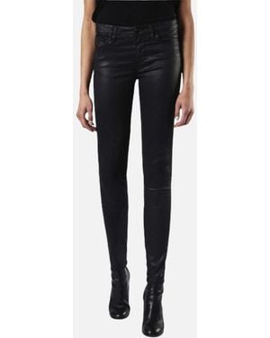 DIESEL Skinzee 0662E Denim Jeans Super Slim Skinny Zip Fly Shiny - Black