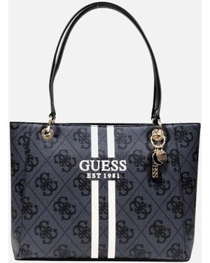 Guess Printed Handbag With Zip Fastening - Blue