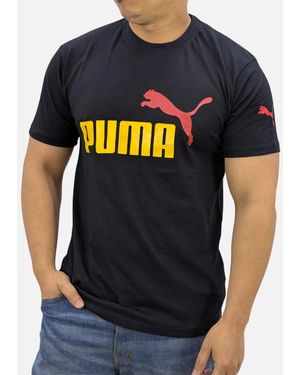 PUMA T Shirt Essentials Logo Crew Neck Pullover Short Sleeve Casual Cotton - Black