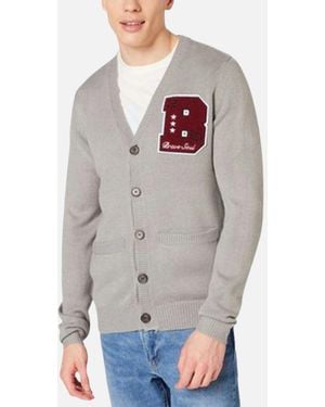 Brave Soul Cardigan Long Sleeve Open Front Regular Knitted Warm Button Top - Grey