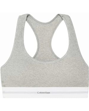 Calvin Klein Modal Rib Lightly Lined Bralette, Heather - White