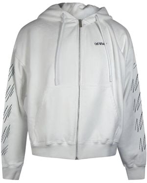 Off-White c/o Virgil Abloh Stitch Diags Zip Skate Hoodie - Grey