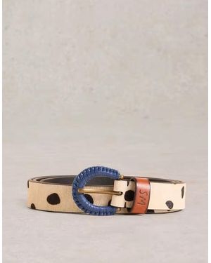 White Stuff Woven Buckle Belt Natural Multi - Metallic