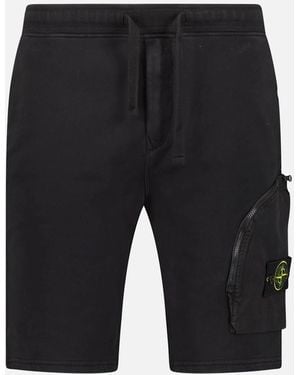 Stone Island Zip Pocket Cotton Shorts - Black