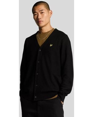Lyle & Scott Double Knit V Neck Cardigan - Black