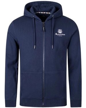 Aquascutum Active Small Logo Full-Zip Hoodie - Blue