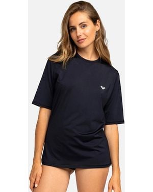 Roxy New Enjoy Waves Uv Protect Short Sleeve Rash Vest - Blue
