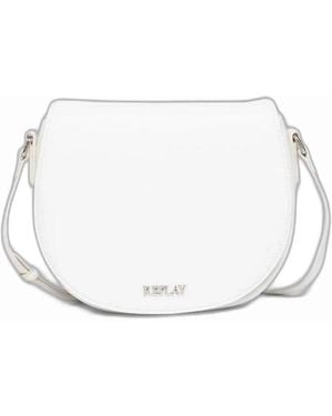 Replay Plain Shoulder Bag With Clip Fastening - White