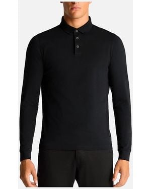 Remus Uomo Long Sleeve Polo Shirt - Black