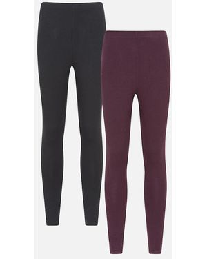 Mountain Warehouse Ladies Cotton Blend Midweight Leggings (Pack Of 2) - Purple