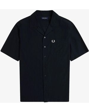 Fred Perry M7762 Lightweight Texture Revere Collar Shirt - Black