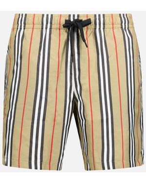 Burberry Striped Check Print Swim Shorts - White