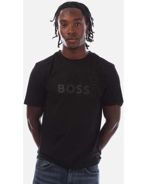 BOSS Dropneedle Double Logo Artwork T-Shirt - Blue