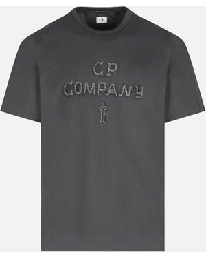 C.P. Company 30/2 Embroidered Logo T-Shirt - Black