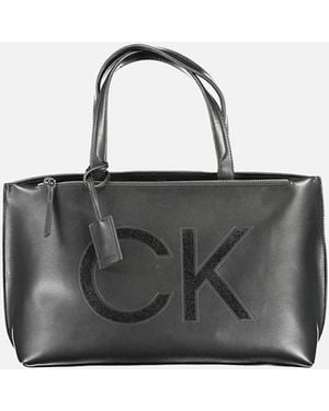 Calvin Klein Recycled Polyester Bag With Logo And Print - Black