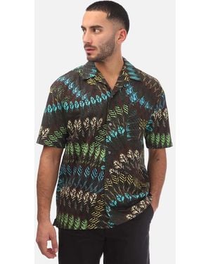 Marcelo Burlon Allover Print Feathers Shirt - Green
