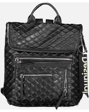 Desigual Contrasting Detail Zip Closure Backpack With Multiple Pockets - Black