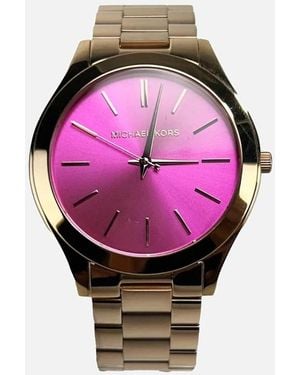 Michael Kors Slim Stainless Steel Runway Watch - Pink