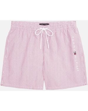 Tommy Hilfiger Original Stripe Mid Length Swim Shorts, Ithaca/Medium - Pink