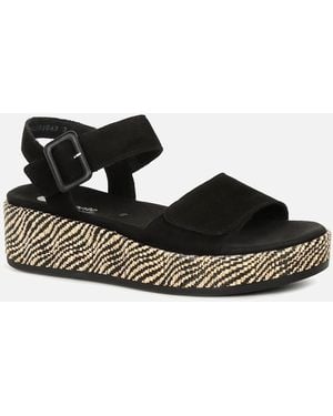 Remonte Tapestry Wedge Sandals - Black