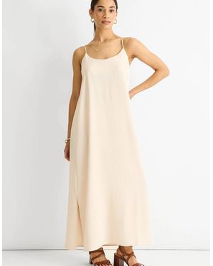 Gini London Strappy Cross Back Airflow Oversized Dress - Natural