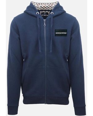 Aquascutum Box Gothic Logo Zip-Up Hoodie - Blue