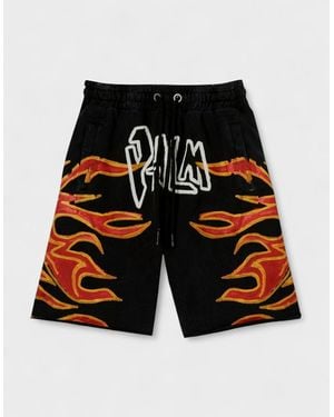 Palm Angels Graffiti Flames Sweatshorts - Black